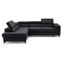 ECKSOFA PURE L Links mit Schlaffunktion 127x199 Velours Graphit - Graphitfarben/Schwarz, Holz/Textil (281/204cm) - Muffo