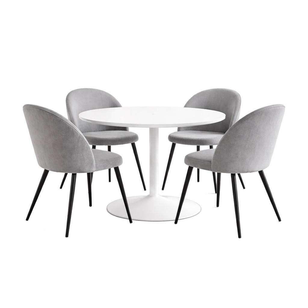 ESSGRUPPE 5-TLG. Carry Weiß, Grau - Weiß/Grau, Textil (110/74/110cm) - ebuy24
