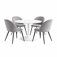 ESSGRUPPE 5-TLG. Carry Weiß, Grau - Weiß/Grau, Textil (110/74/110cm) - ebuy24