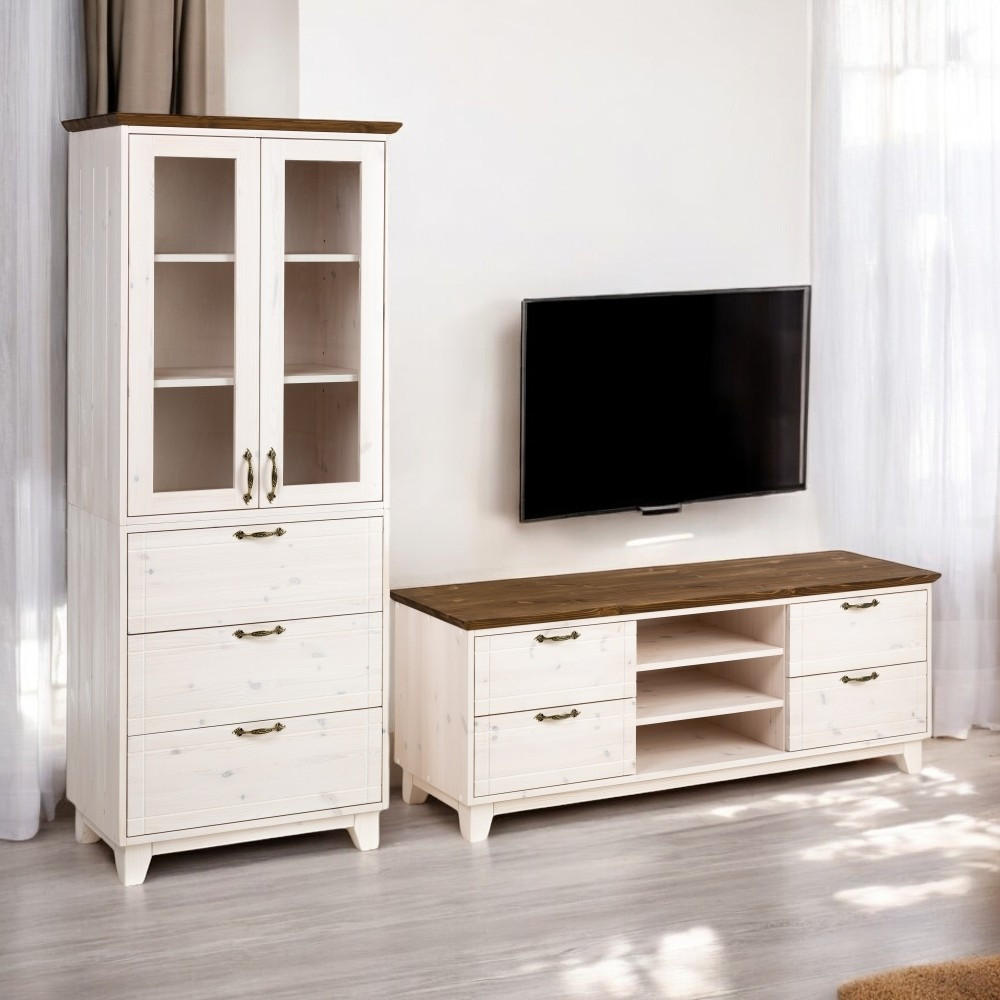 VITRINE 183x74 cm - Dunkelbraun/Weiß, Holz (74/183/47cm) - MSL wooden furniture