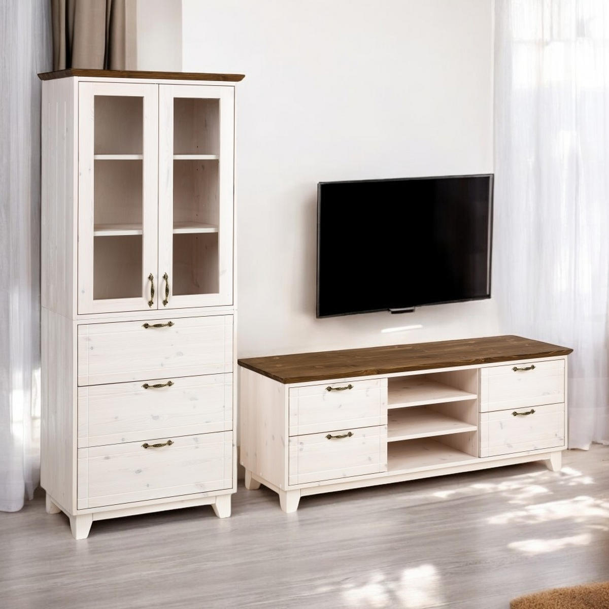 VITRINE 183x74 cm - Dunkelbraun/Weiß, Holz (74/183/47cm) - MSL wooden furniture