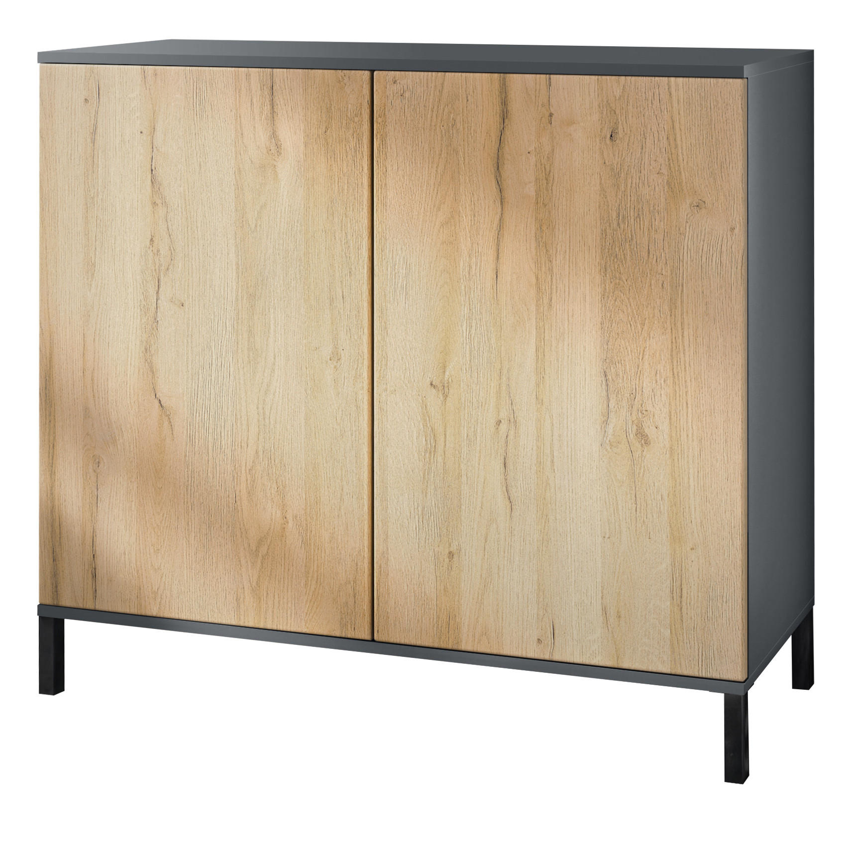 KOMMODE Skadu Eiche Natur - Eichefarben, Holzwerkstoff (92.5/83.5/35cm) - Vladon