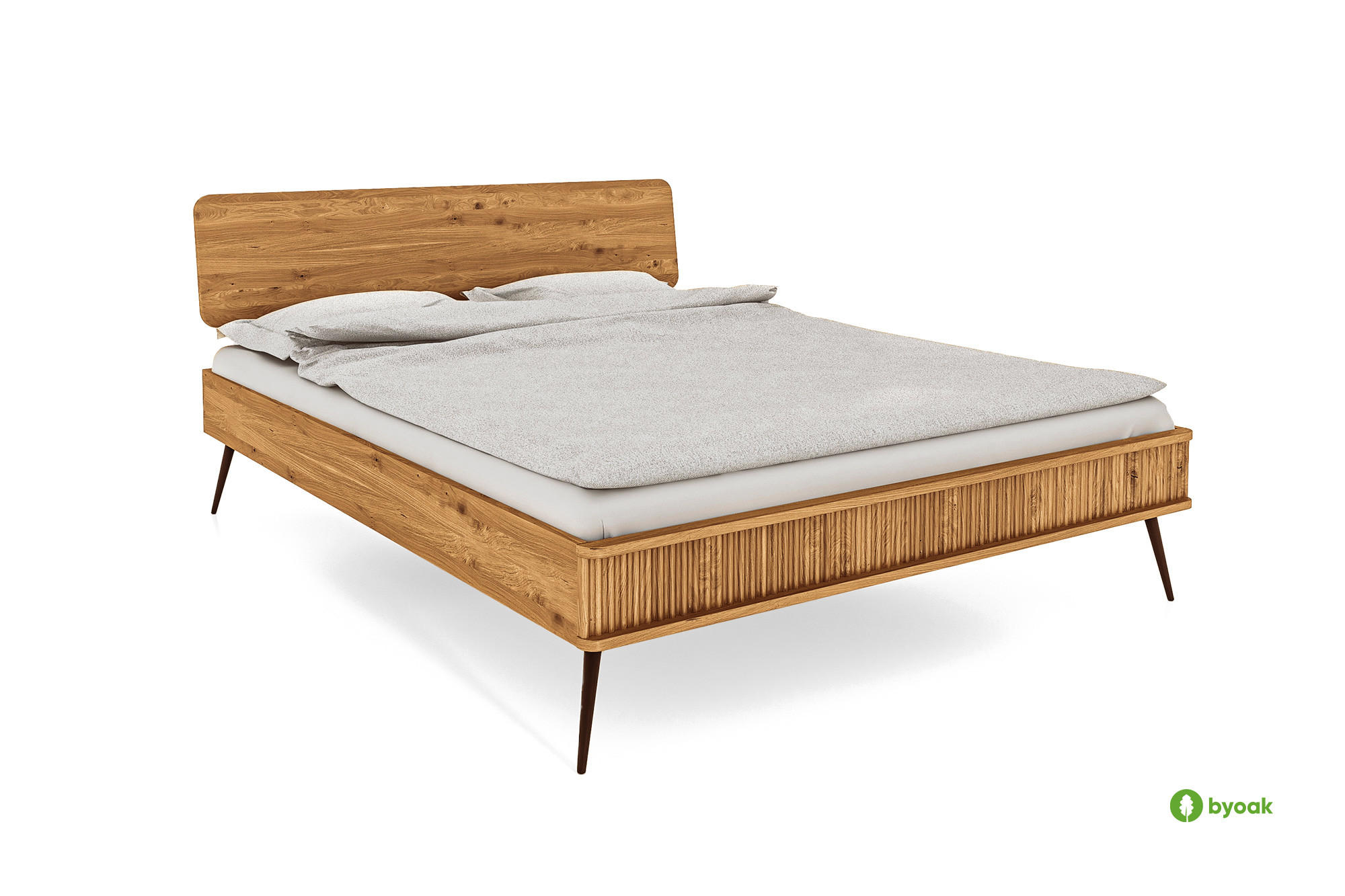 BETT LINA 1 120x190 Wildeiche - Wildeiche/Schwarz, Holz/Metall (120/190cm) - byoak