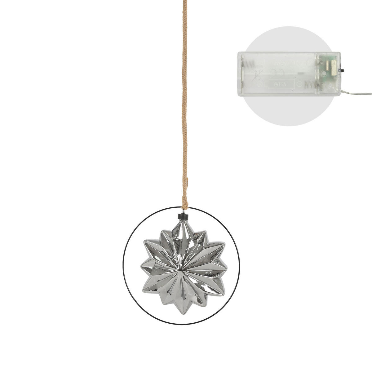 LED-WEIHNACHTSSTERN Ø18cm 40LED Warmweiß Grau 80cm Seil/Metallring - Grau, Metall (2/105/25cm) - ECD-Germany
