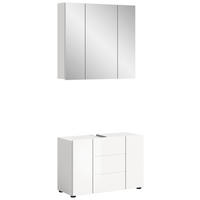 BADKOMBINATION 2tlg. Vira Bad in weiß Melamin und weiß hochglanz B/H/T: 82x190x34 cm - Weiß, Holz (82/190/34cm)