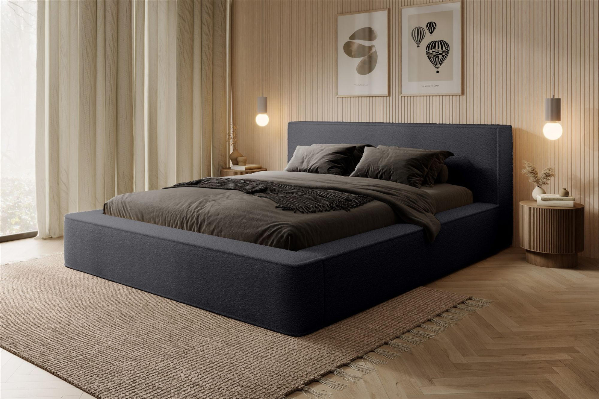 POLSTERBETT Omaha In Euphoria - Anthrazit, Holzwerkstoff/Textil (160/200cm) - Fun Möbel