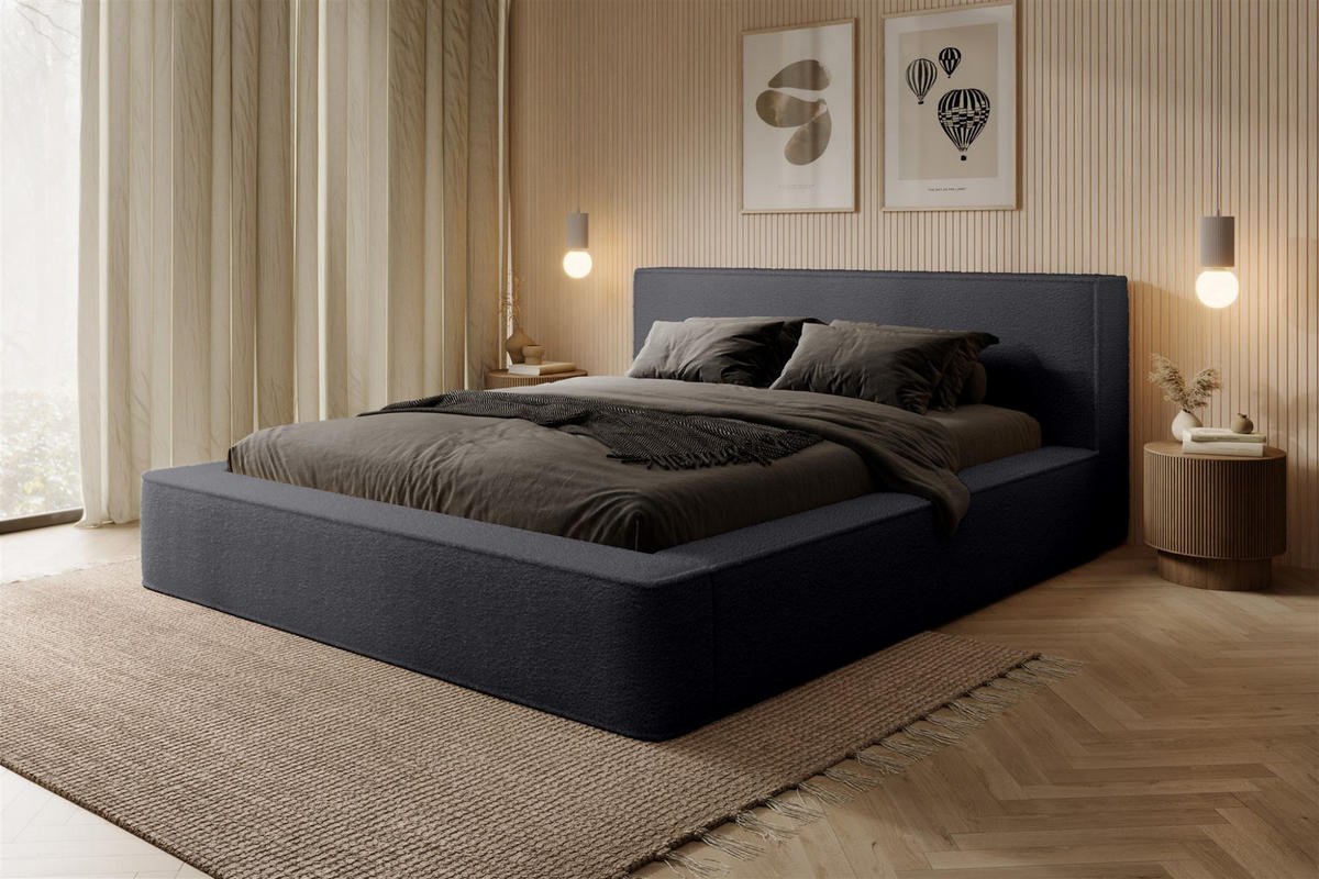 POLSTERBETT Omaha In Euphoria - Anthrazit, Holzwerkstoff/Textil (140/200cm) - Fun Möbel