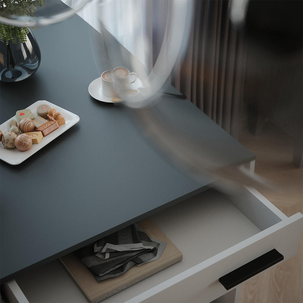 BAROVÝ STÔL Repose Antracit/biela - biela, kompozitné drevo (100/67/106cm) - Vicco