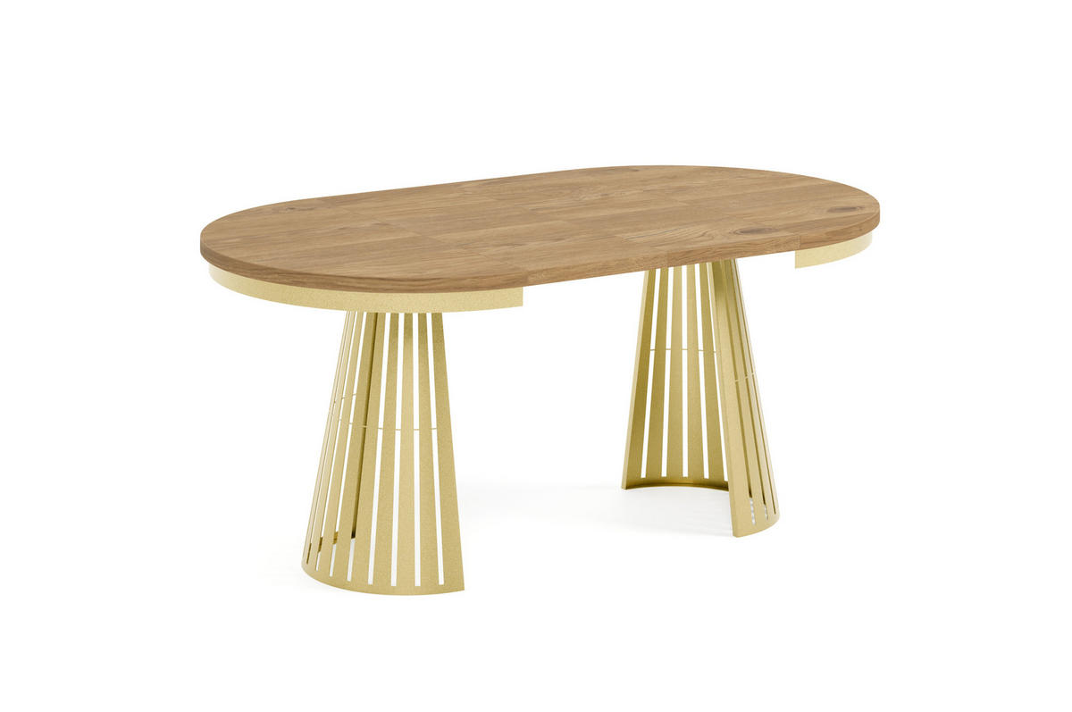 ESSTISCH Cone Bis - Eichefarben/Goldfarben, Holzwerkstoff/Metall (100/100/76cm) - Meblini
