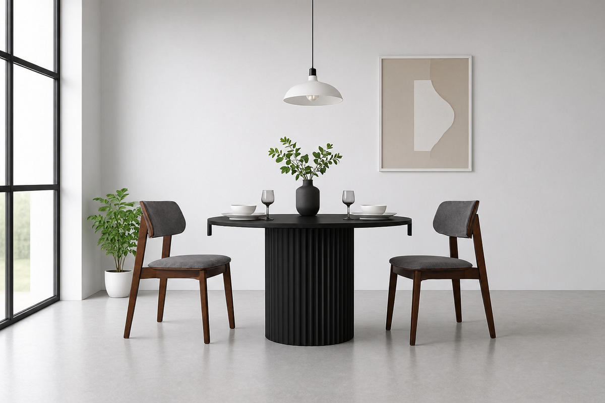 STUHL Korinn II 80 x 46 x 43 cm, grau, nuss warmia - Dunkelbraun/Grau, Metall (46/85/43cm) - Margaret Hadas24