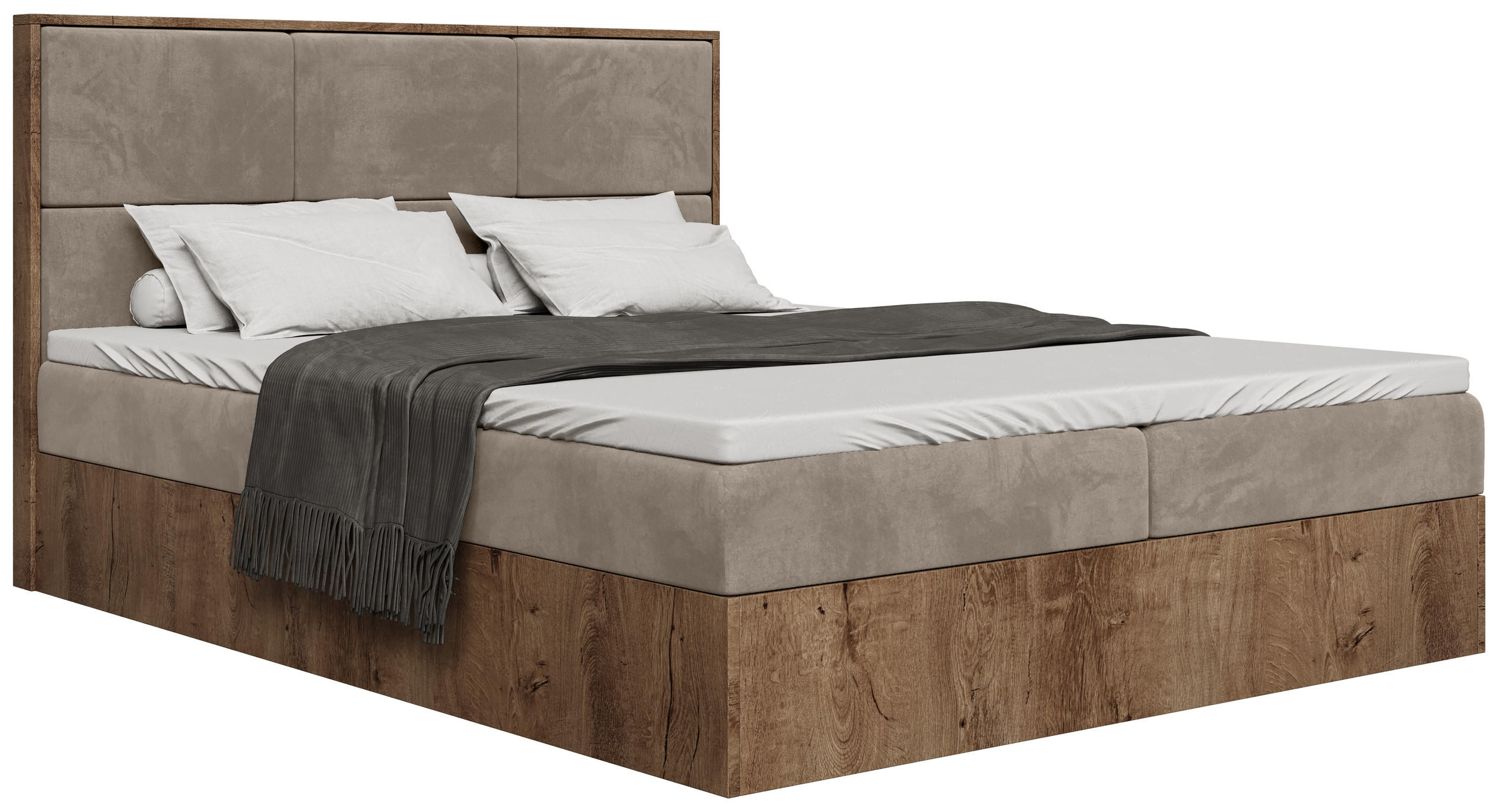 BOXBETT Loft mit Topper 140/200 Braun - Graubraun, Holzwerkstoff/Textil (140/200cm) - Bromarkt