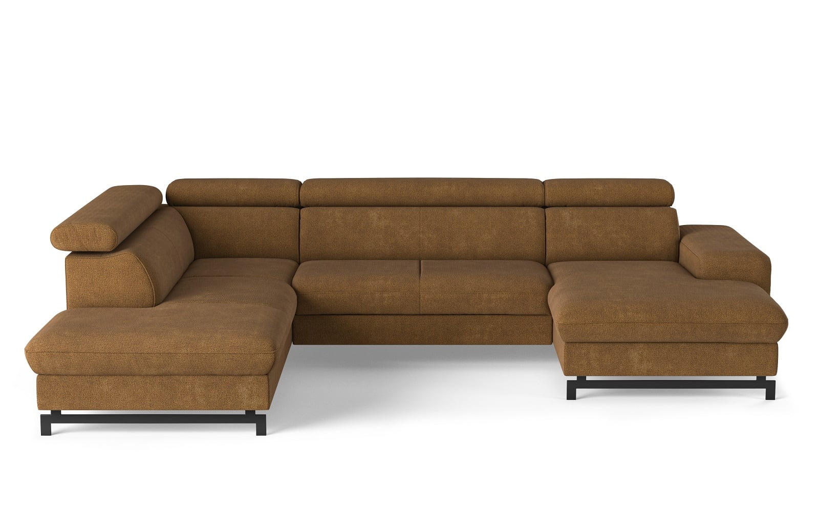 WOHNLANDSCHAFT mit Schlaffunktion und Bettkasten, Orlando-Stoff - Cognac/Schwarz, Kunststoff/Textil (328/81/215cm) - Cotta