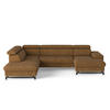 WOHNLANDSCHAFT mit Schlaffunktion und Bettkasten, Orlando-Stoff - Cognac/Schwarz, Kunststoff/Textil (328/81/215cm) - Cotta