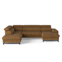 WOHNLANDSCHAFT mit Schlaffunktion und Bettkasten, Orlando-Stoff - Cognac/Schwarz, Kunststoff/Textil (328/81/215cm) - Cotta