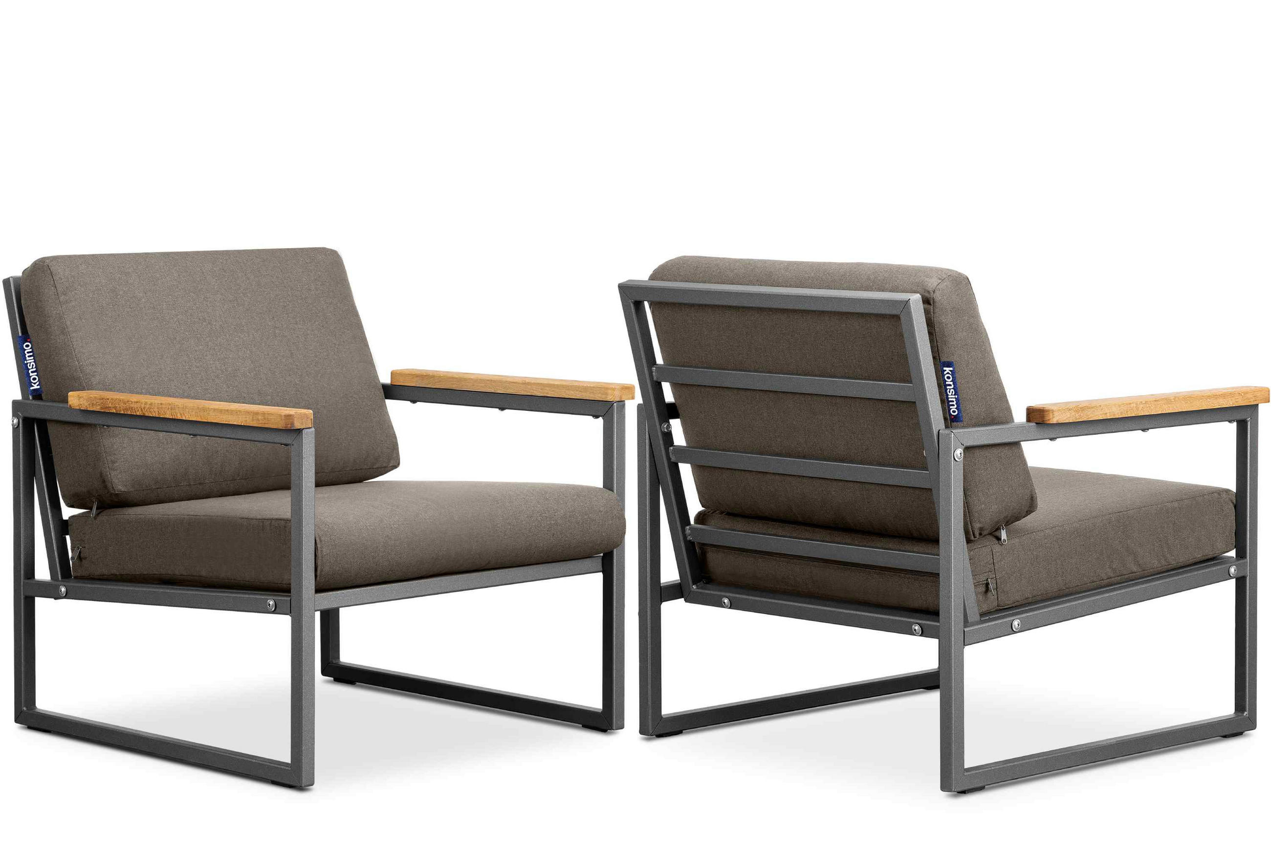 GARTENSET TRIBO Industriestil für 4 Personen, Anthrazitfarbenes - Anthrazit/Beige, Metall - KONSIMO®