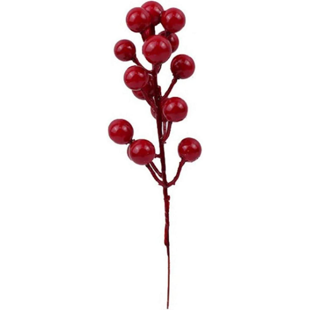 KÜNSTLICHE Beeren 20er Set Rot 17cm - Rot, Kunststoff (5cm)