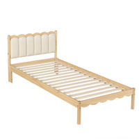 POLSTERBETT 90/200 cm in Beige und Natur mit Wellenoptik - Beige/Naturfarben, Holzwerkstoff/Textil (90/200cm) - WISHDOR