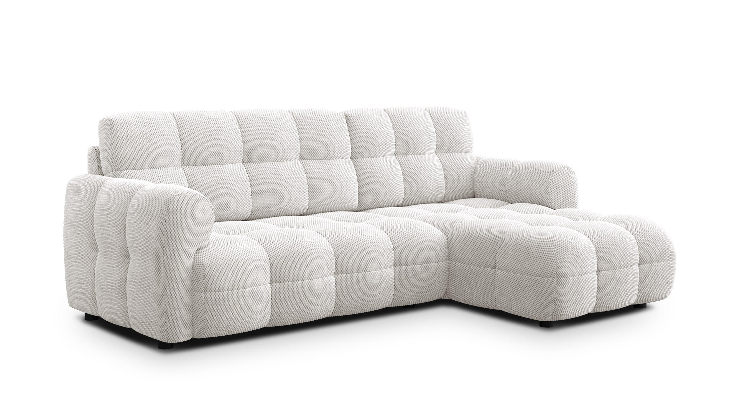 ECKSOFA MELLOW 3-Sitzer, creme - Creme/Schwarz, Holz/Textil (232/156cm) - Courtois Laville