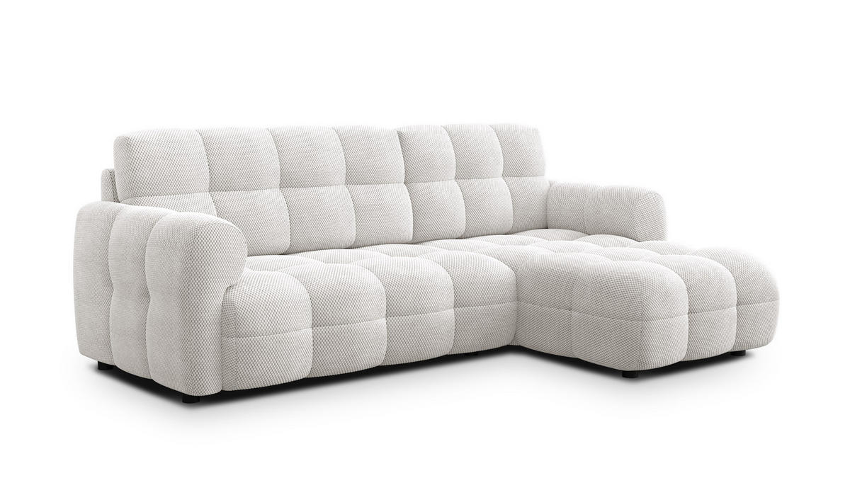 ECKSOFA MELLOW 3-Sitzer, creme - Creme/Schwarz, Holz/Textil (232/156cm) - Courtois Laville