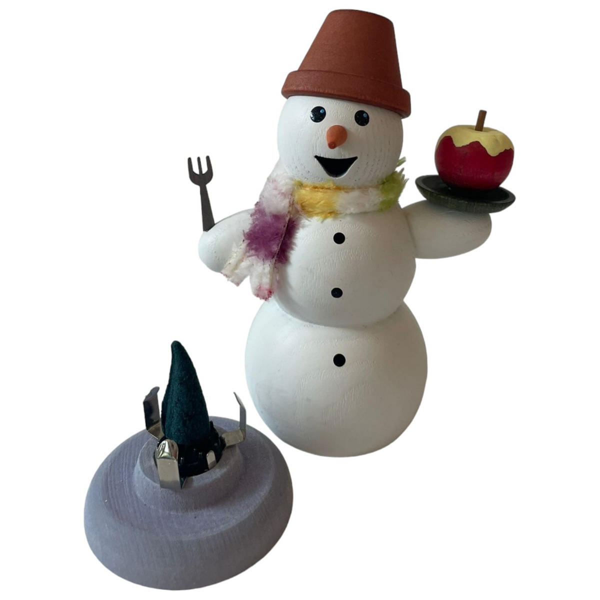 RÄUCHERFIGUR Räuchermännchen Schneemann mit Bratapfel 13 cm - Multicolor, Holz (6/13/10cm)