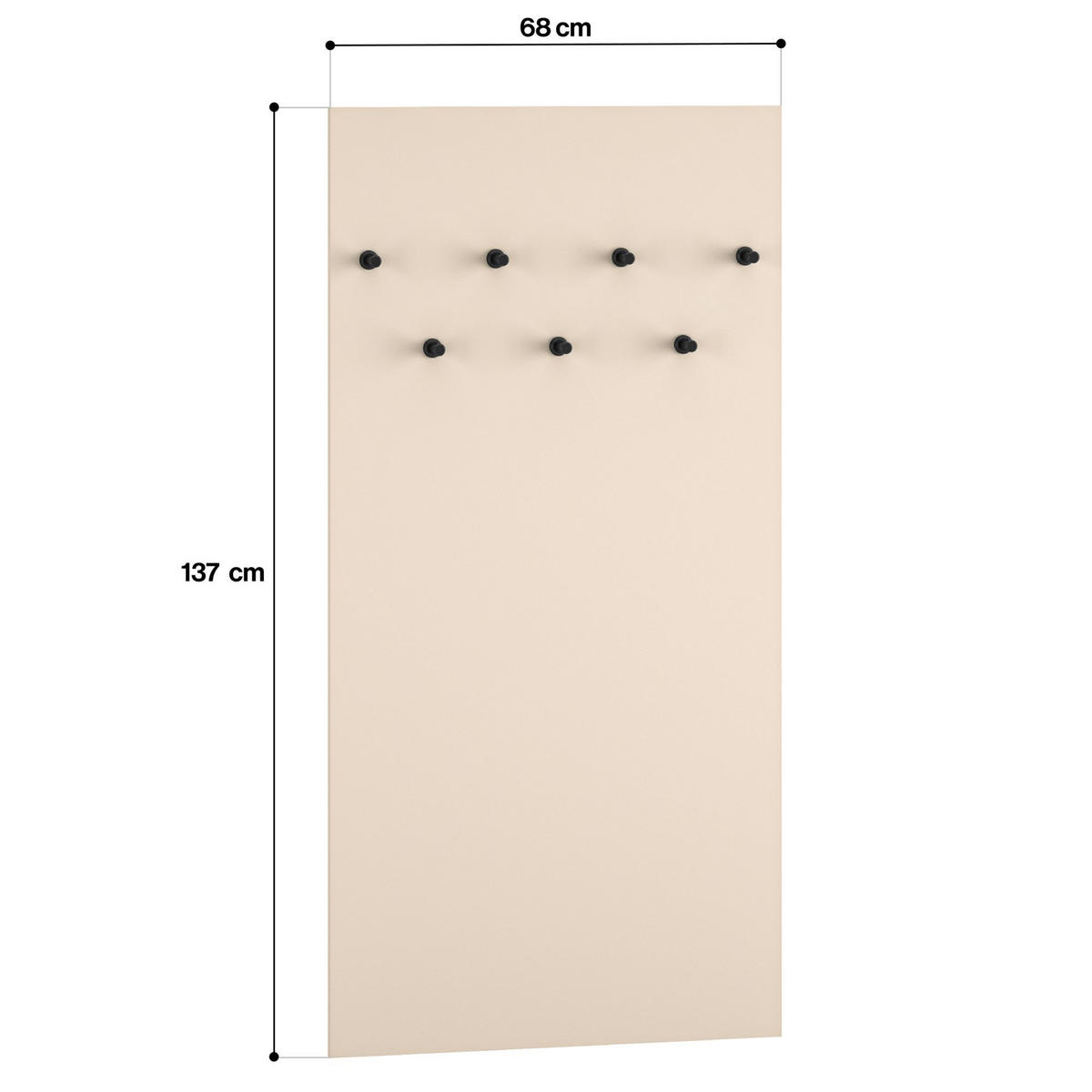 GARDEROBENPANEELE DROMA,Creme - Creme, Holzwerkstoff (68/137/2cm) - KONSIMO®