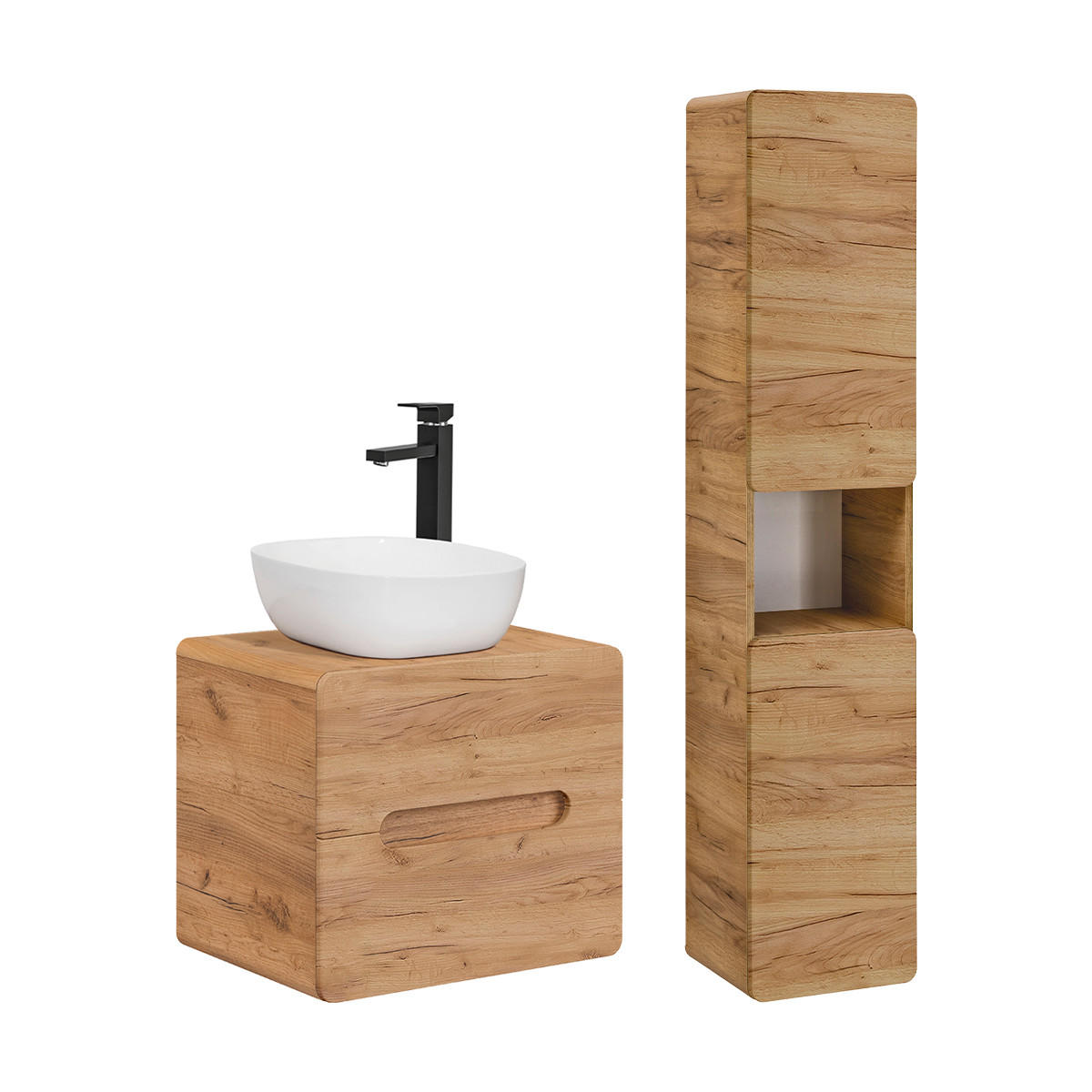 BADMÖBEL 60cm Arun 2er-Set Holz - Braun, Holzwerkstoff (60/53/46cm) - Petits-meubles
