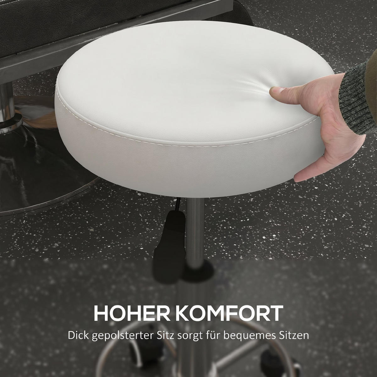 SALONGSTOL i konstläder och skumgummi, vit - Vit/Kromfärg, Plast/Metall (42/64/42cm) - Vinsetto