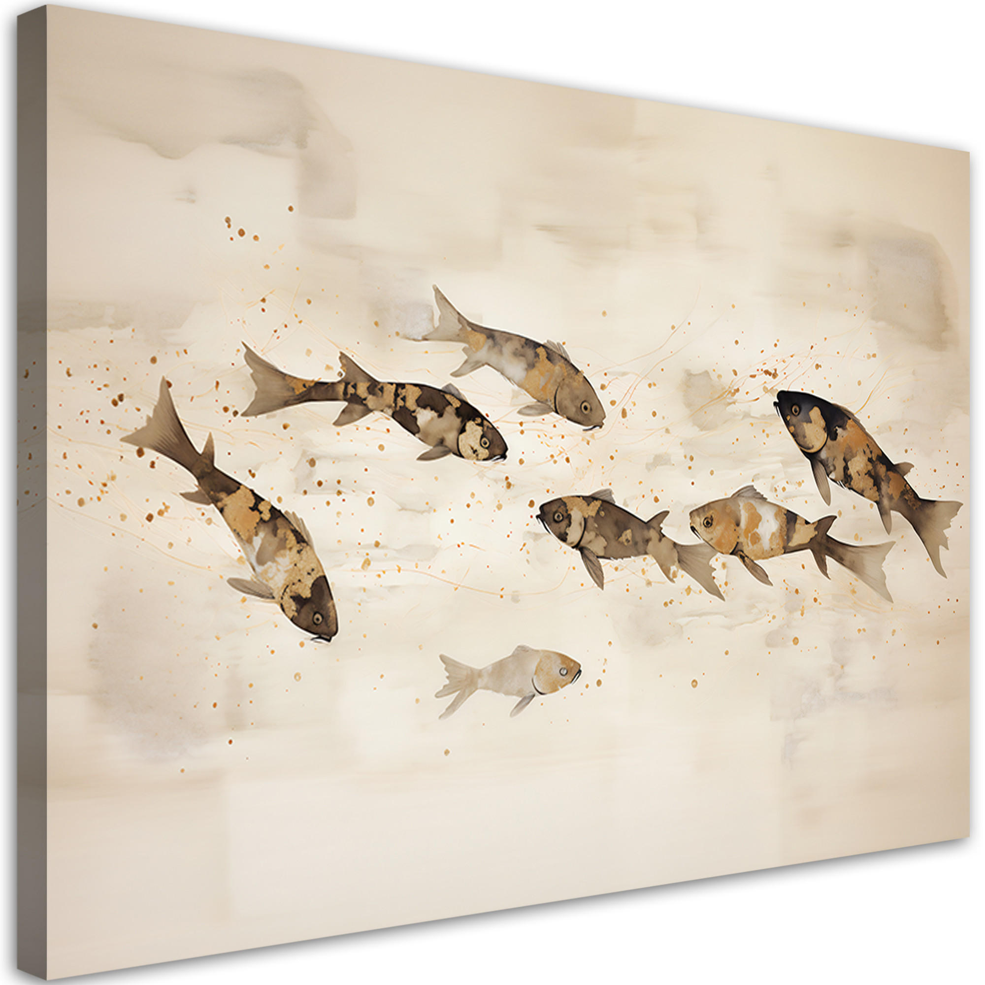 WANDBILD boho koi fische - Beige, Textil (60/40cm) - Feeby