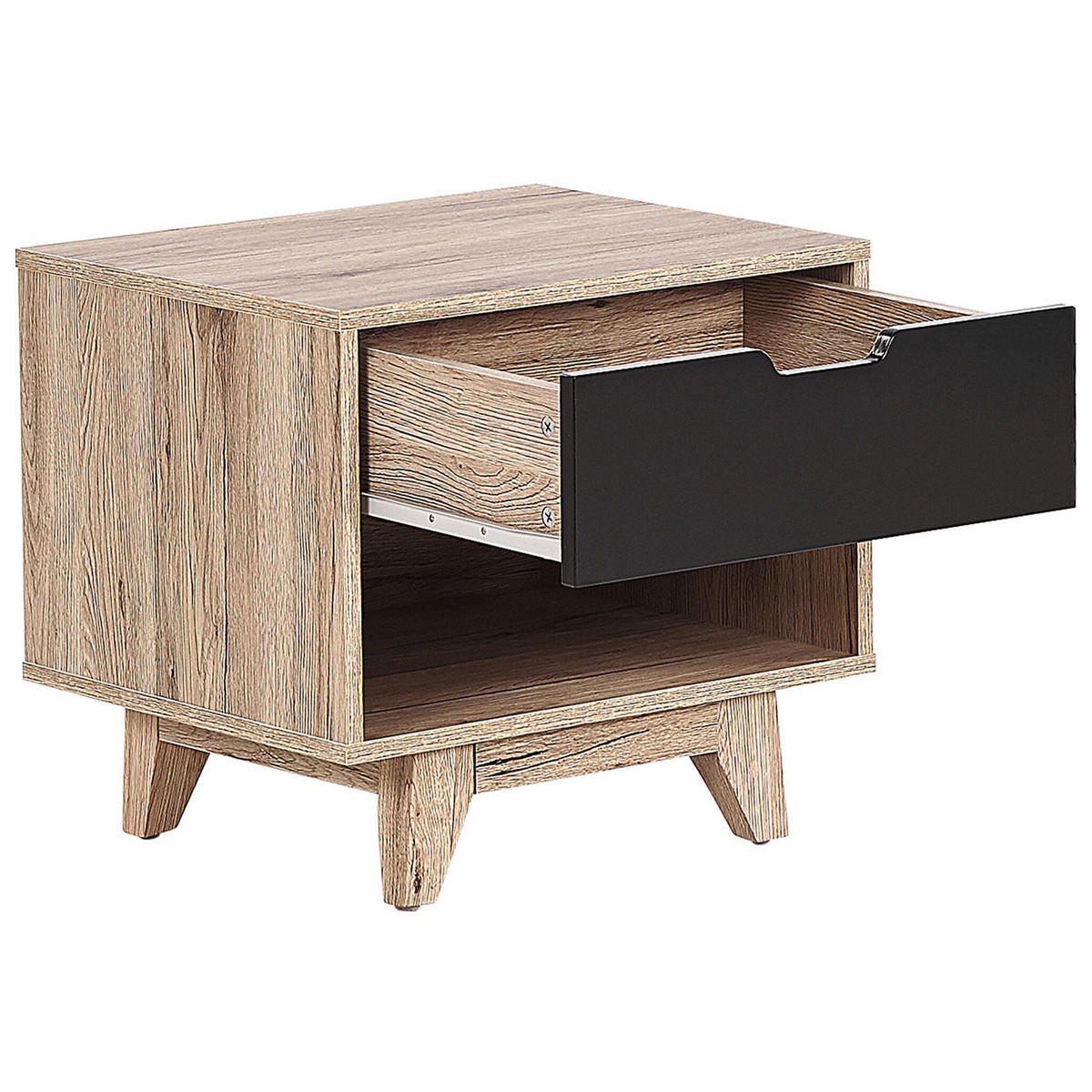 NACHTTISCH heller Holzfarbton/schwarz Spencer - Hellbraun/Schwarz, Holzwerkstoff (50/46/40cm) - Beliani