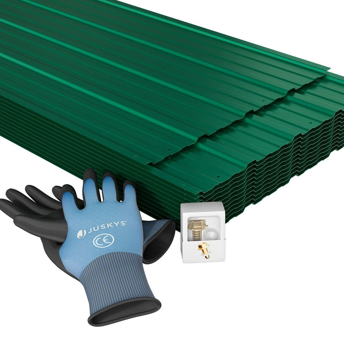 PROFILBLECH Grün 129x45 cm 12er-Set - Grün, Metall (45/129cm) - Juskys