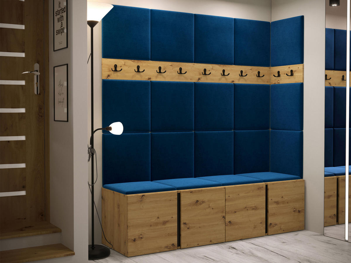 GARDEROBEN-SET Orion II - Blau/Eiche Artisan, Holzwerkstoff/Kunststoff (168/186/46cm) - MIRJAN24