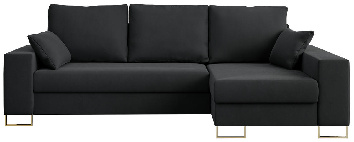 ECKSOFA Dorian Velvet Dunkelgrau - Dunkelgrau/Goldfarben, Textil/Metall (242/138cm) - MKS