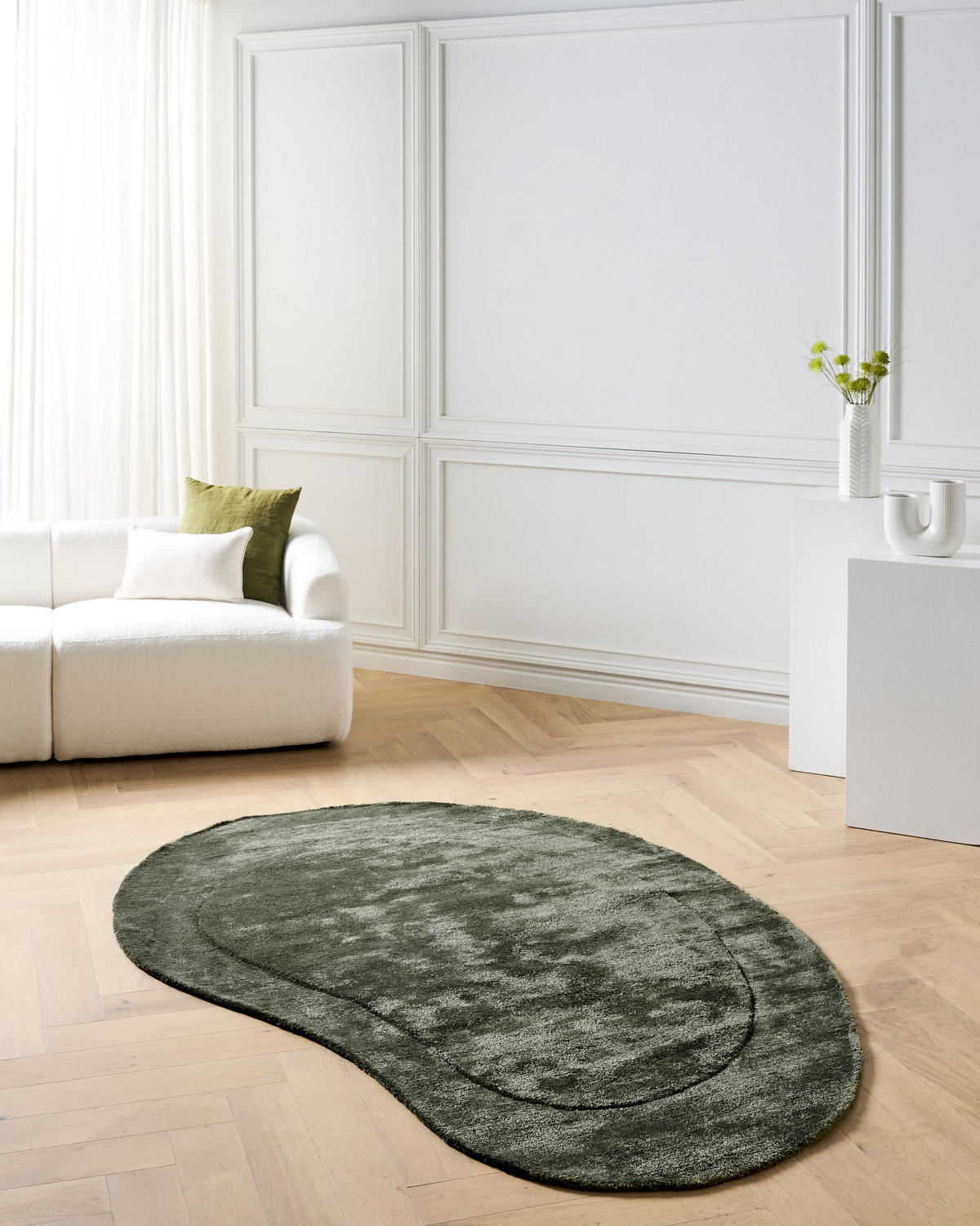 KOBEREC Tmavě zelený 160/230 cm Viskóza Masso - zelená barva, textil (160/230cm) - Beliani