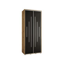 SCHWEBETÜRENSCHRANK 235,2/100/45 2-türig - Silberfarben/Schwarz, Holz/Metall (100/235/45cm) - Abiks Möbel