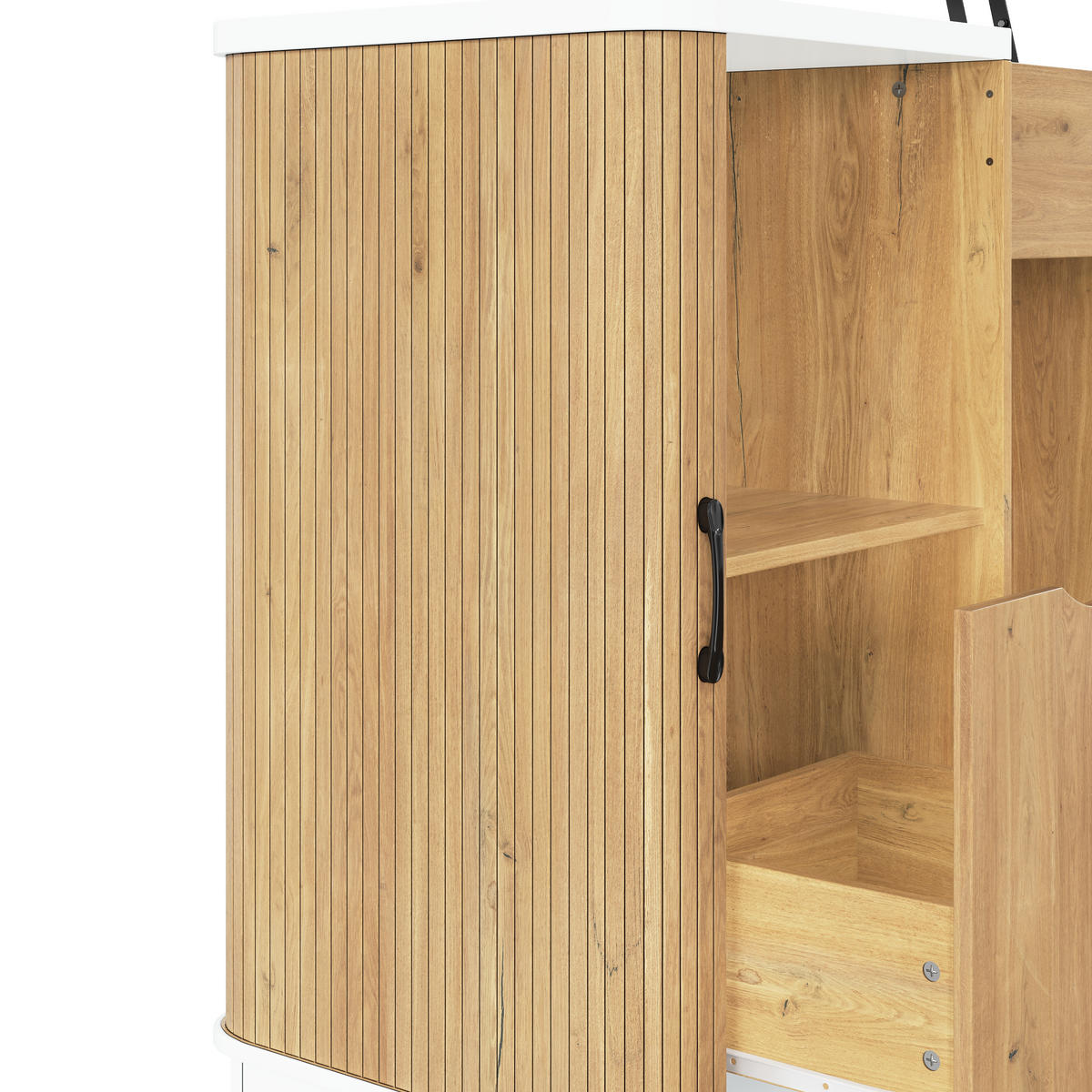 SCHREIBTISCH 140x50cm Höhenverstellbar Stauraum Weiß Eiche - Eiche Bianco, Holzwerkstoff (50/140/92cm) - FLIEKS