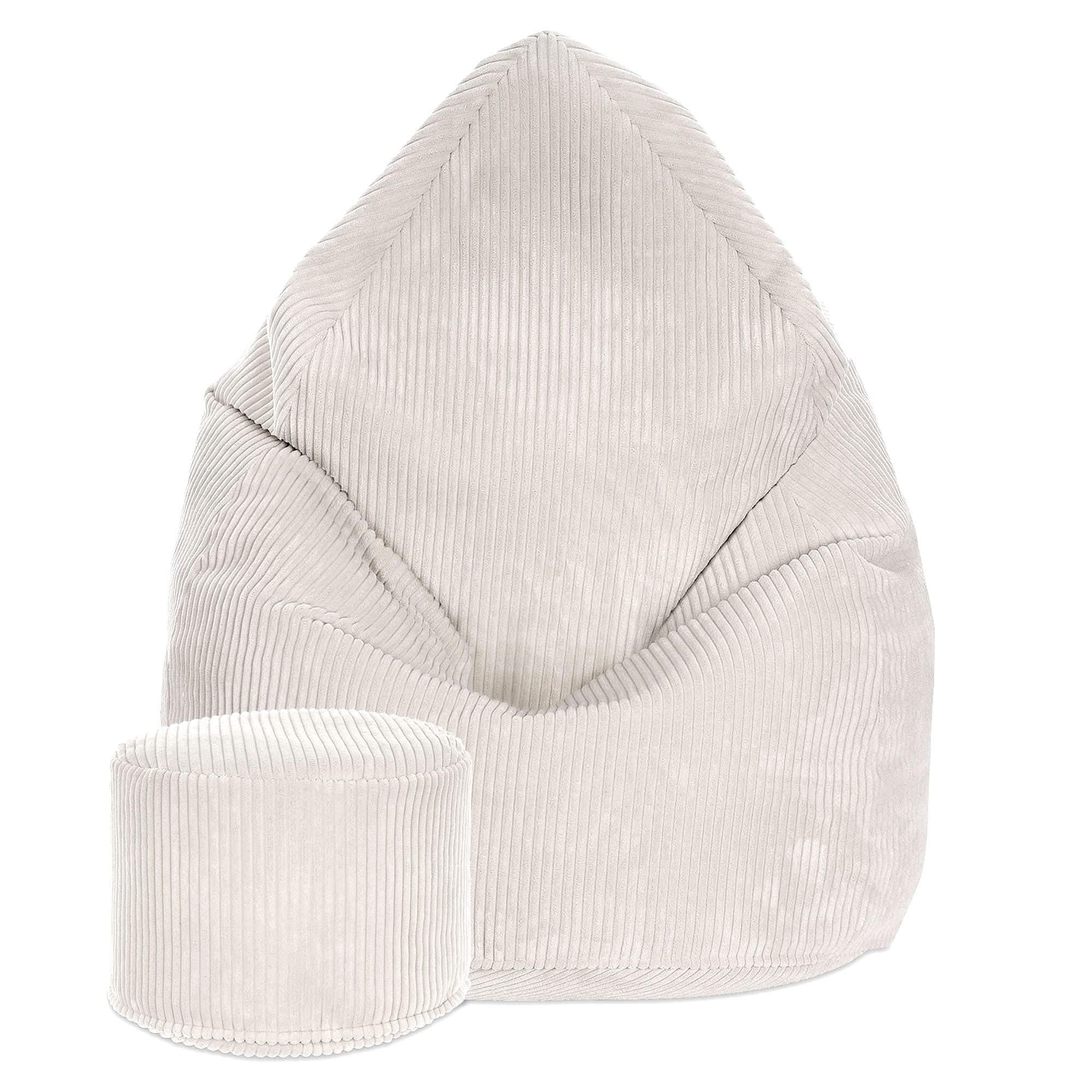 SITZSACK MIT FUßSTÜTZE Kordsamt 2-tlg White Dove M - Beige/Creme, Textil (80/120/80cm) - Dreamroots