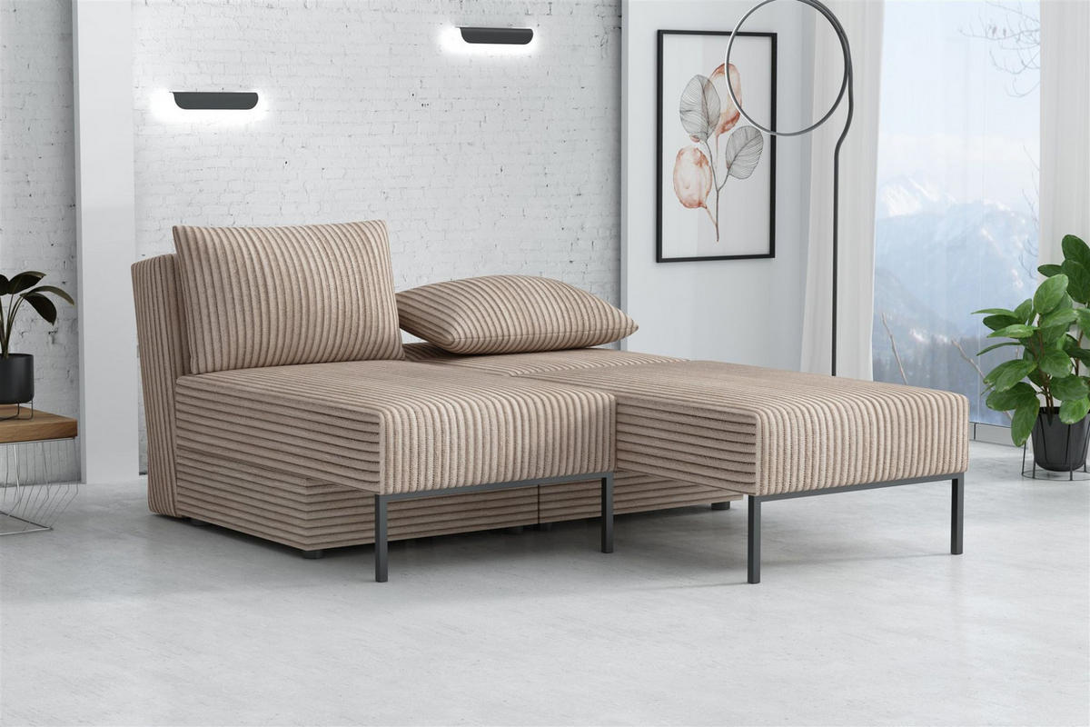 SCHLAFSOFA Gorka - Beige, Holzwerkstoff/Textil (240/87/103cm) - Fun Möbel