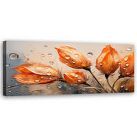 WANDBILD tulpen blumen orange tautropfen - Orange, Textil (90/30cm) - Feeby