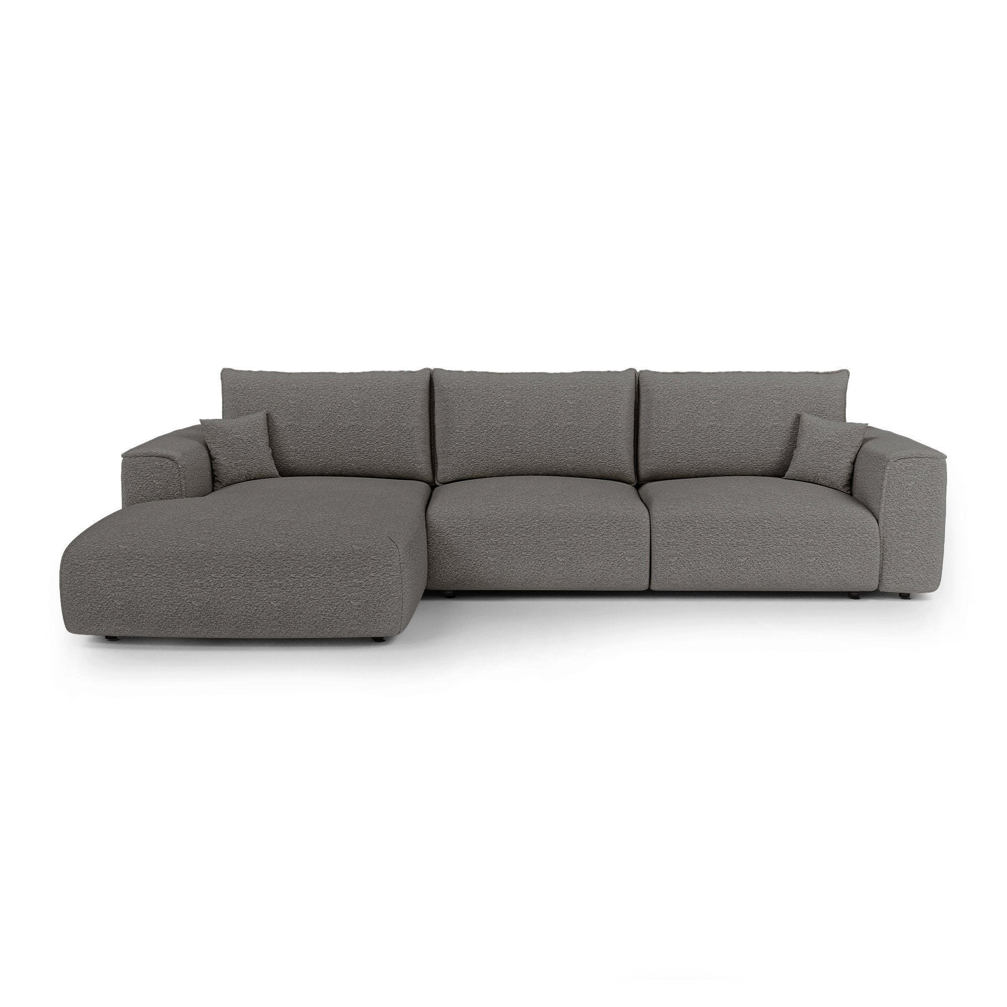 LINKSECK-SCHLAFSOFA mit Stauraum COMO Frottee Graphitgrau 297cm - Dunkelgrau/Graphitfarben, Textil (297/167cm) - Premium Interiors