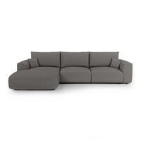 LINKSECK-SCHLAFSOFA mit Stauraum COMO Frottee Graphitgrau 297cm - Dunkelgrau/Graphitfarben, Textil (297/167cm) - Premium Interiors