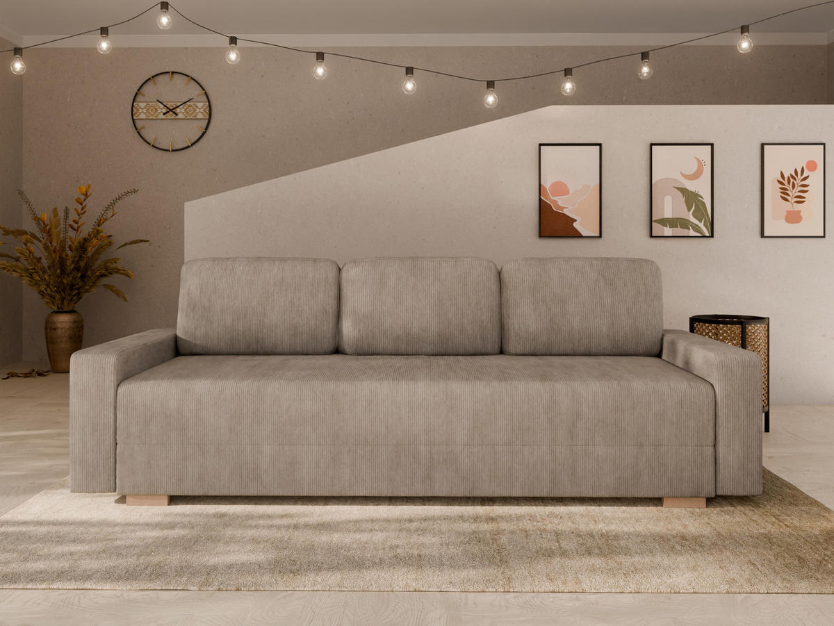 SCHLAFSOFA Celeste – modernes Design trifft auf höchsten Komfort, Cappuccino - Cappuccino, Holz (225/80/94cm) - Panda Möbel