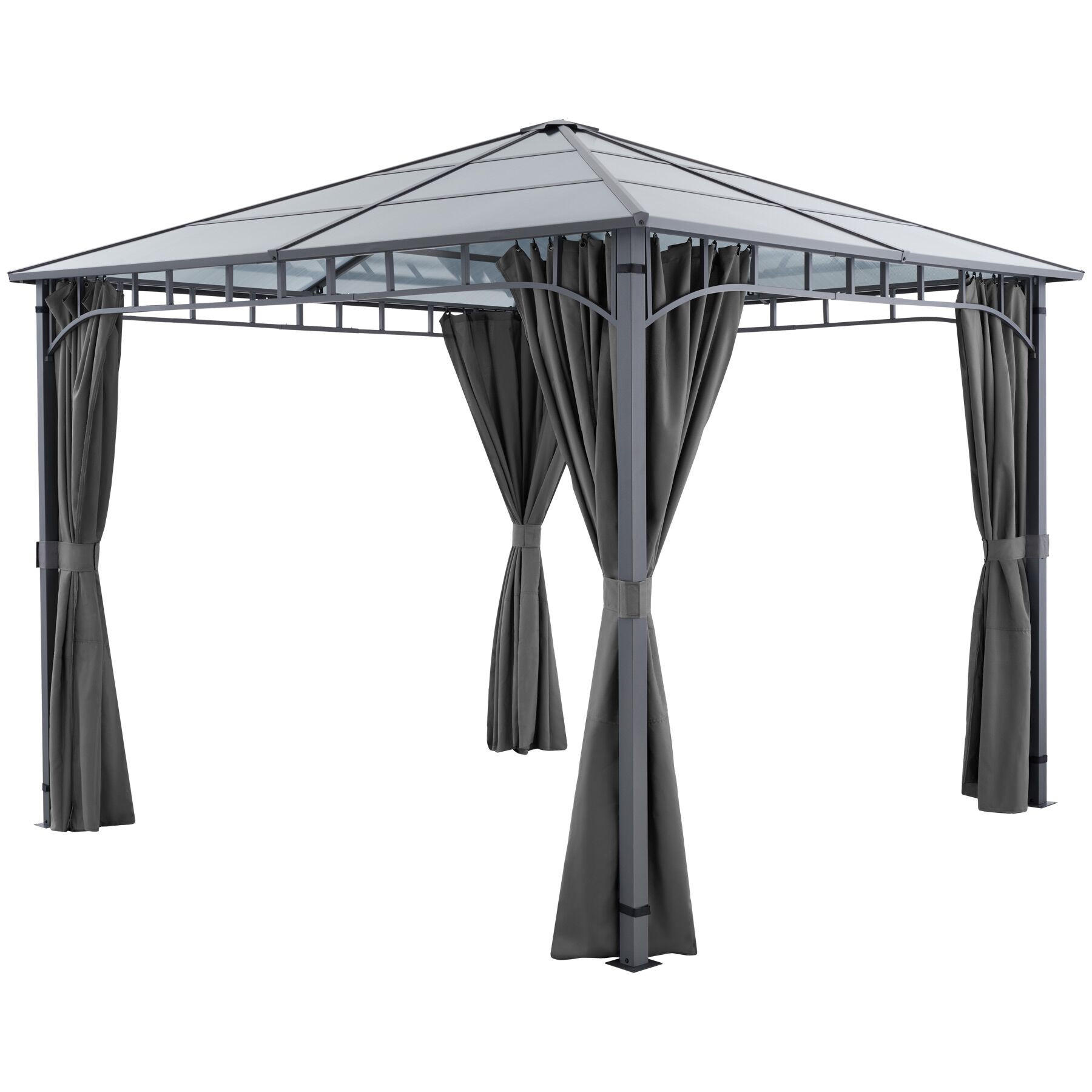 GARTENPAVILLON Caracas,inklusive 8 Heringen,grau - Grau, Kunststoff (297/270/297cm) - tectake