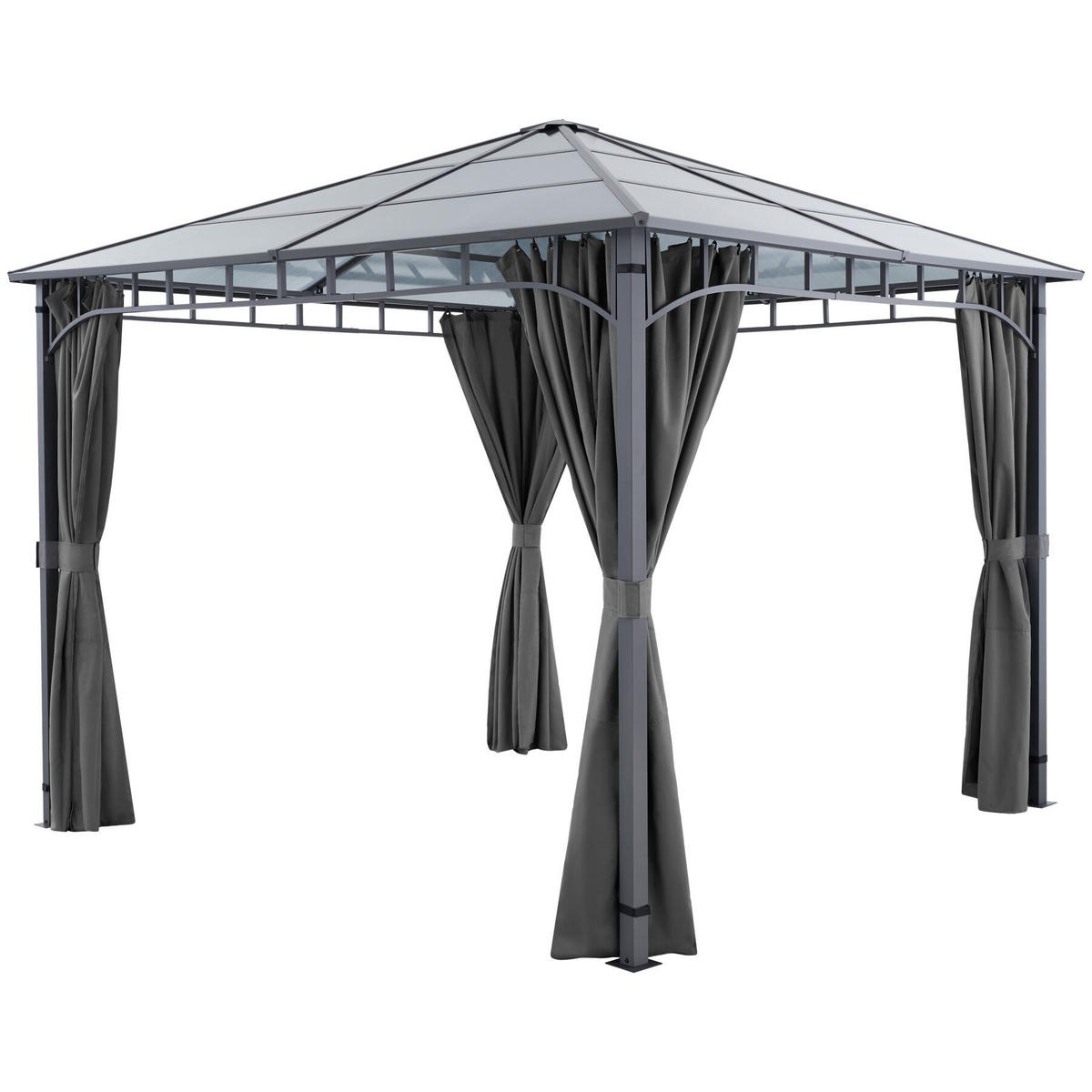 GARTENPAVILLON Caracas,inklusive 8 Heringen,grau - Grau, Kunststoff (297/270/297cm) - tectake