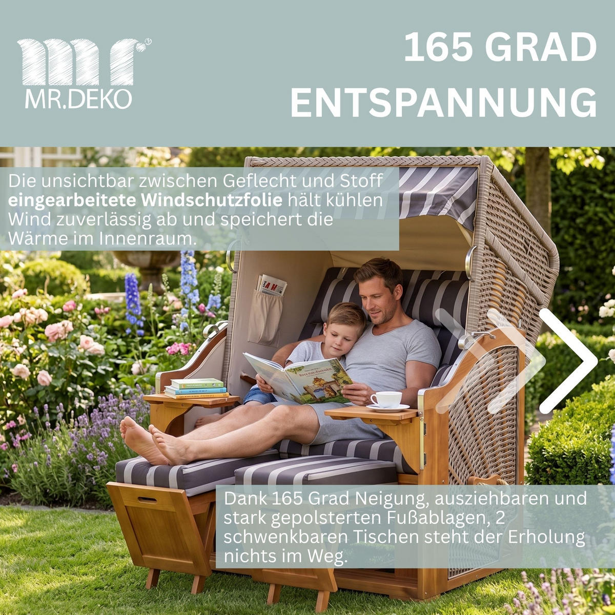 STRANDKORB Schleswig Pinie 2-Sitzer - Braun/Grau, Metall (120/160/80cm) - Mr. Deko