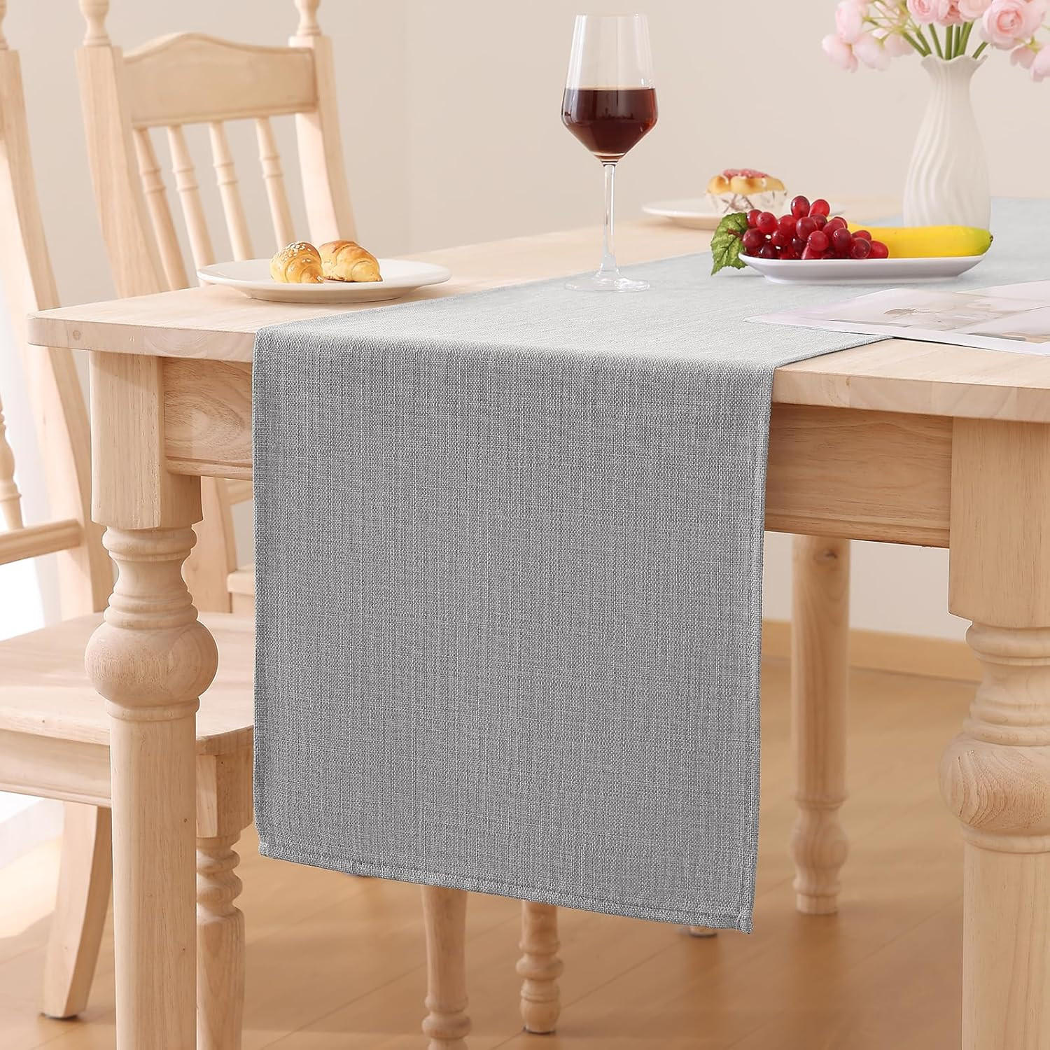 TISCHLÄUFER Leinenoptik abwaschbar, Lotuseffekt, 30x140 cm, Hellgrau - Hellgrau, Textil (30/140cm)