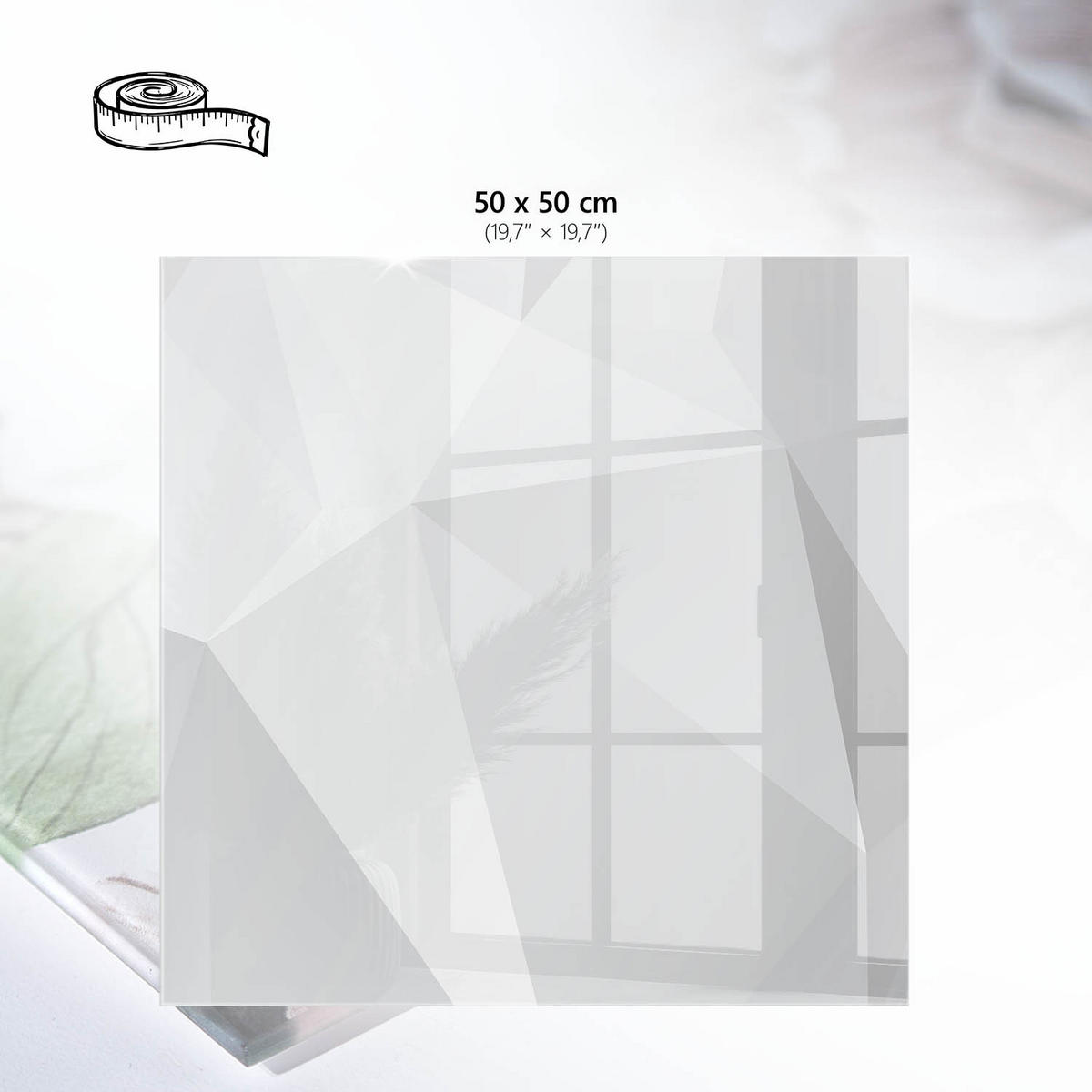 TISCHPLATTE 50x50 cm – Subtile Geometrie - Grau, Glas (50/50/0.4cm) - Wallfluent