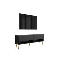 TV-LOWBOARD 140 cm Mattschwarz, goldene schräge Beine, 140 × 32 × 52 cm - Schwarz, Holzwerkstoff (140/52/32cm) - 3XE LIVING