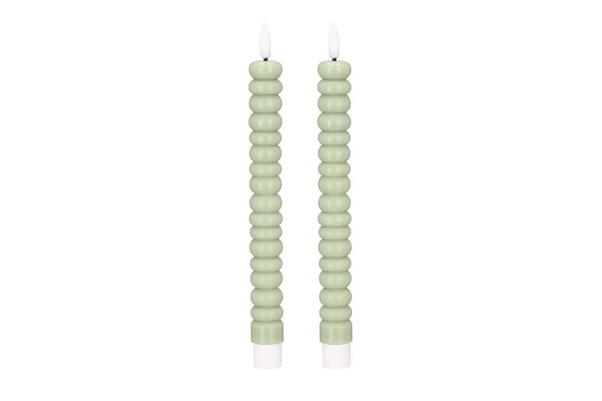 LED-KERZENSET Ø2,2x22 cm, Grün - Grün, Naturmaterialien (2.2/2.2/22cm) - dasmöbelwerk