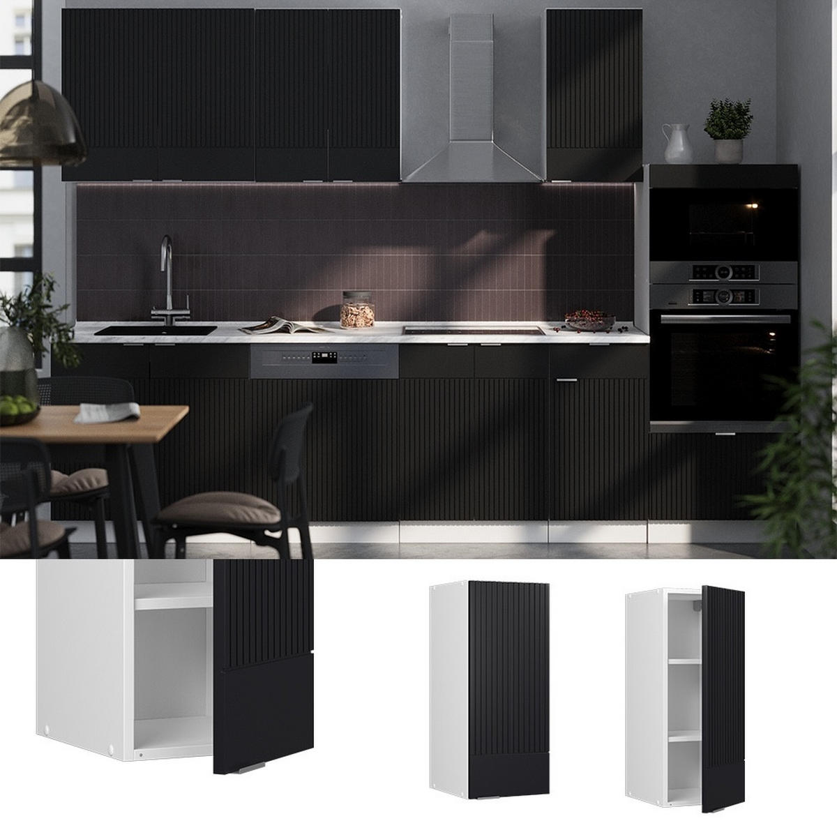 DULAP DE PERETE Fame-Line dungi negre 30 cm - alb/negru, compozit lemnos (30/72/34.1cm) - Vicco