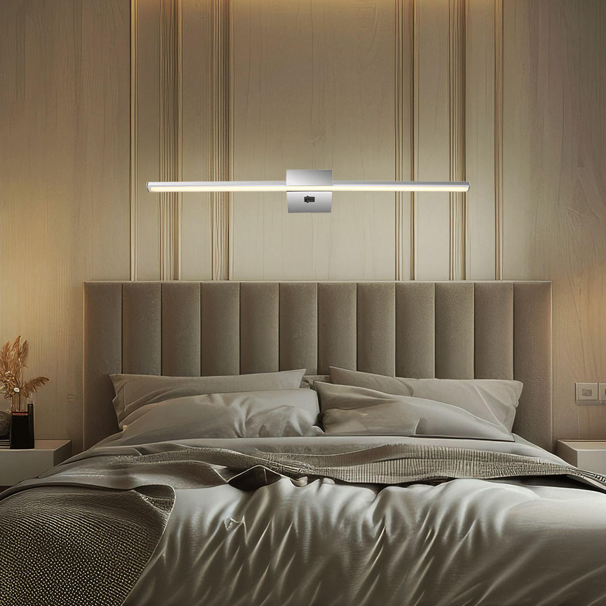 LED WANDLEUCHTE Metall Chrom Silber - Silberfarben, Metall (61.5/3.7/11cm) - Globo Lighting